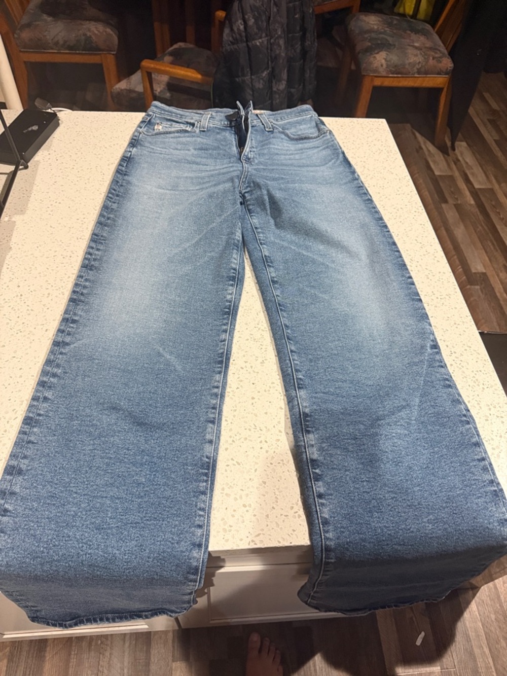 Ag Adriano Goldschmied Light Wash Wide-Leg Jeans